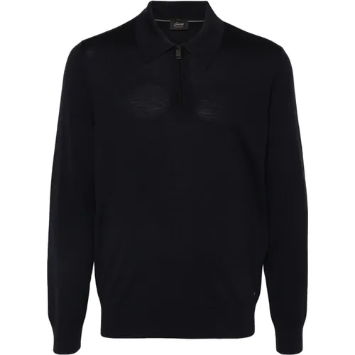 Long Sleeve Zip Polo Shirt , male, Sizes: 4XL, XL, 3XL, L, 2XL, M - Brioni - Modalova