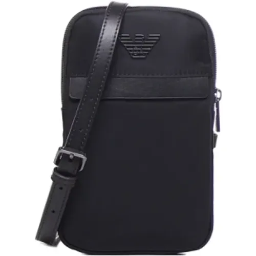Nylon Bag with Leather Details , male, Sizes: ONE SIZE - Emporio Armani - Modalova