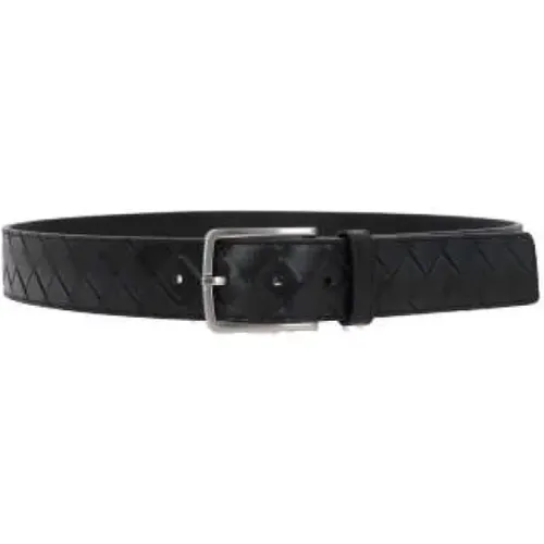 Leather Intrecciato Belt with Silver Buckle , male, Sizes: 100 CM, 90 CM, 105 CM, 85 CM, 110 CM - Bottega Veneta - Modalova