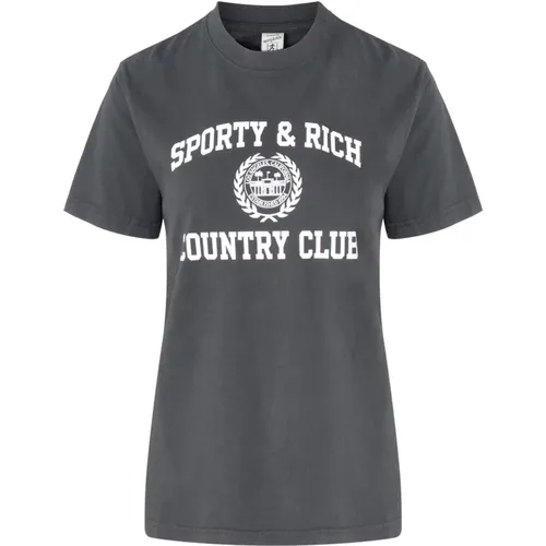 Crest T-Shirt Verblasst Schwarz - Sporty & Rich - Modalova