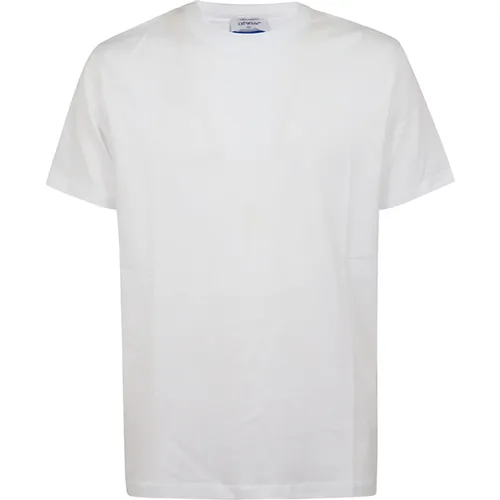 Off , Besticktes Slim Fit Weißes T-Shirt , Herren, Größe: M - Off White - Modalova