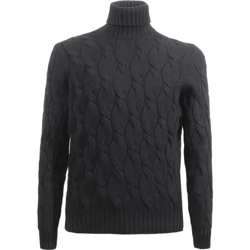 Schwarzer Rollkragenpullover, Wollmischung , Herren, Größe: M - Barba - Modalova