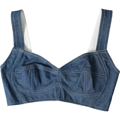 Elegantes Blaues Bustier Crop Top , Damen, Größe: XS - Dolce & Gabbana - Modalova