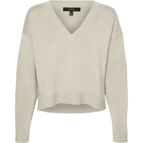 Gebürstete Baumwolle V-Ausschnitt Pullover , Damen, Größe: S - Vero Moda - Modalova