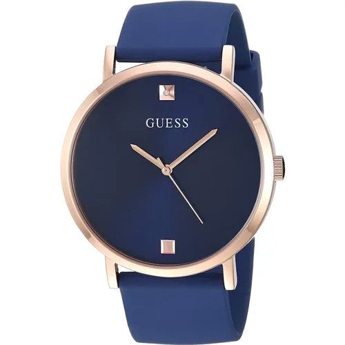 Blue Silicone Watch Rosegold Case , male, Sizes: ONE SIZE - Guess - Modalova