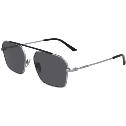 Stilvolle silberne Satin-Sonnenbrille - Calvin Klein - Modalova