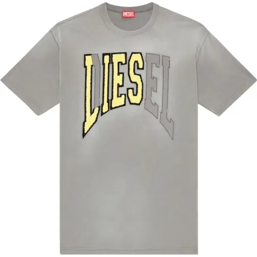 Grey T-shirts and Polos , male, Sizes: S - Diesel - Modalova