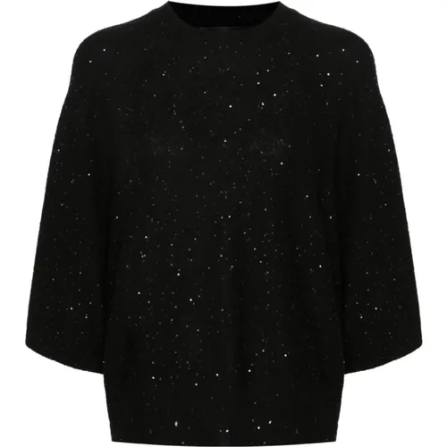 Sequin Embellished Crew Neck Sweater , female, Sizes: S, M, L - Fabiana Filippi - Modalova