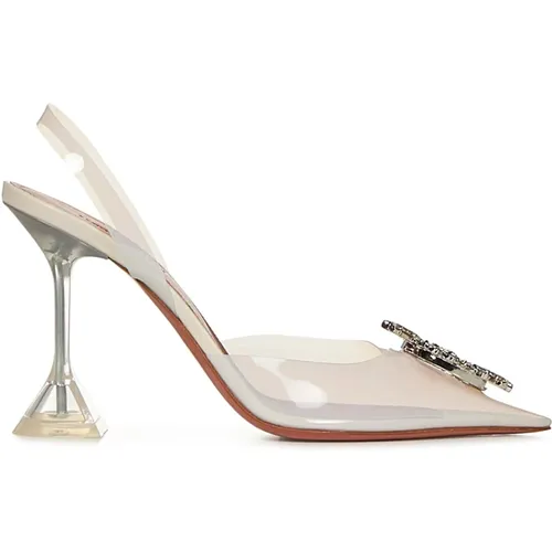 Almond Transparent PVC Crystal Brooch Pumps , female, Sizes: 4 UK, 5 1/2 UK, 6 1/2 UK, 6 UK - Amina Muaddi - Modalova