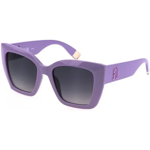 Shiny Lilac Sungles with Smoke Gradient Lenses , female, Sizes: 54 MM - Furla - Modalova