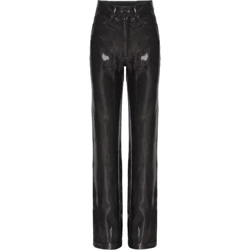 Foil JerseyStraight Trousers , female, Sizes: M, L - Rotate Birger Christensen - Modalova