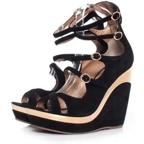 Pre-owned suede platform wedges , female, Sizes: 3 1/2 UK - Bottega Veneta Vintage - Modalova