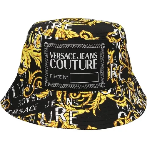 Black Baroque Print Men`s Hat - S , male, Sizes: S - Versace Jeans Couture - Modalova