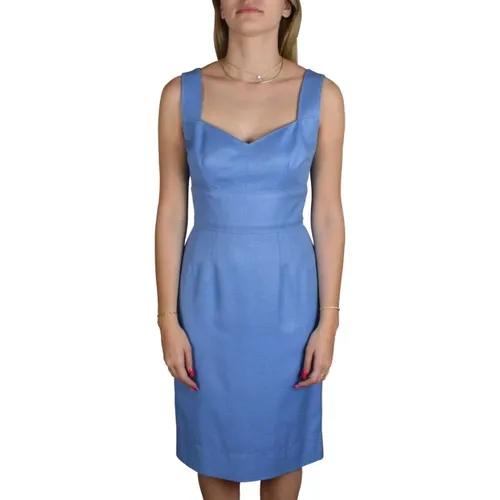 Blaues Seidenkleid mit Reißverschluss , Damen, Größe: XS - Dolce & Gabbana - Modalova