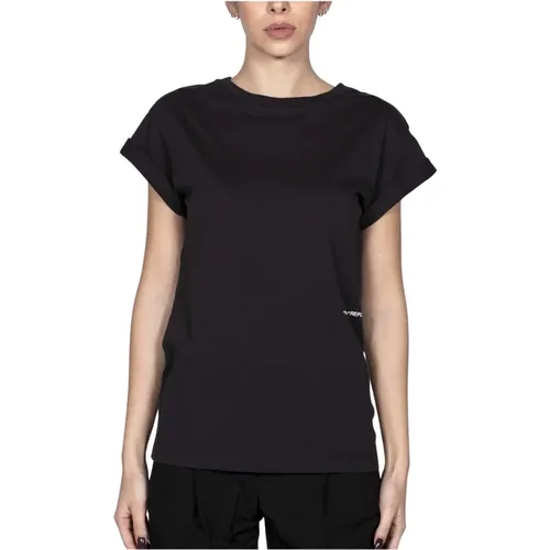 Schwarzes -T-Shirt , Damen, Größe: S - Replay - Modalova