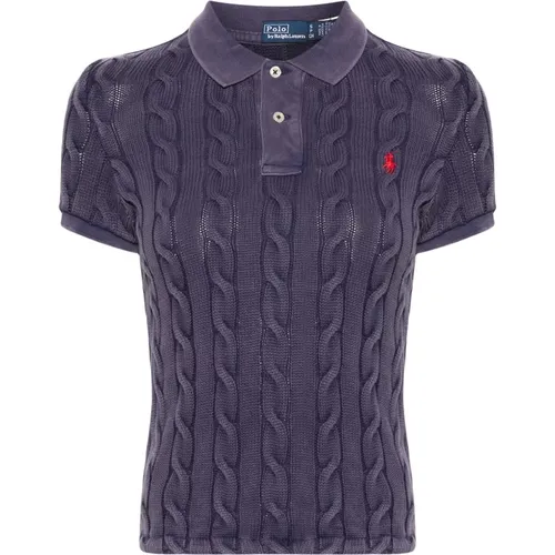 Blaues Casual Baumwoll Poloshirt , Damen, Größe: M - Polo Ralph Lauren - Modalova