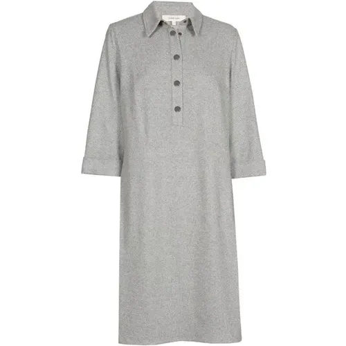 Graues Velours Polo Kragen Kleid , Damen, Größe: 3XL - Marie Méro - Modalova