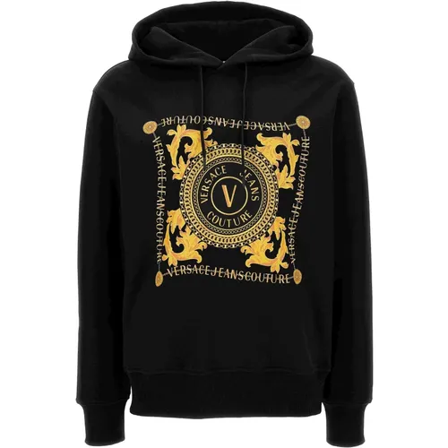 Logo-Print Baumwoll-Hoodie , Herren, Größe: XL - Versace - Modalova