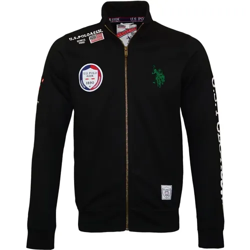 Bequeme Zipper Sweatjacket mit Armprint , Herren, Größe: XL - U.S. Polo Assn. - Modalova