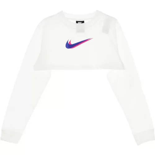 Kurzarm Crop Top mit Swoosh-Druck - Nike - Modalova