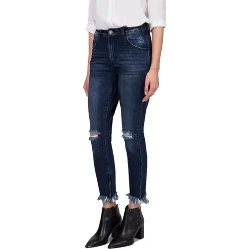 Dunkelblaue Skinny Jeans mit Distressed-Details , Damen, Größe: W26 - One Teaspoon - Modalova