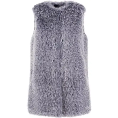 Faux Fur Collar Vest Sleeveless Satin , female, Sizes: 2XS, XS, S, M - Herno - Modalova