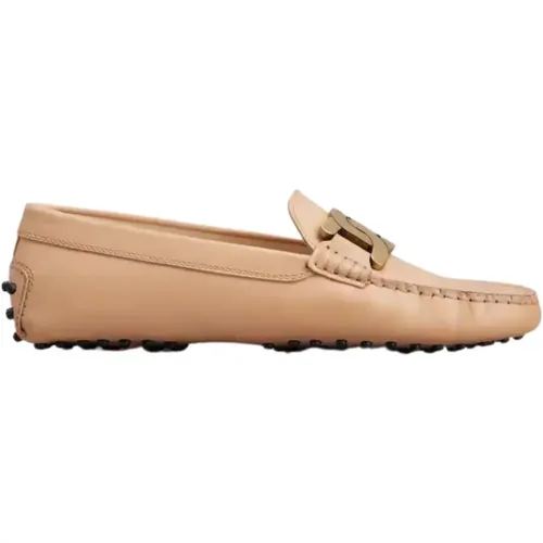 Elegant Leather Loafers with Metal Chain Detail , female, Sizes: 7 UK - TOD'S - Modalova