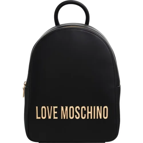 Plain Zip Closure Logo Backpack , female, Sizes: ONE SIZE - Love Moschino - Modalova