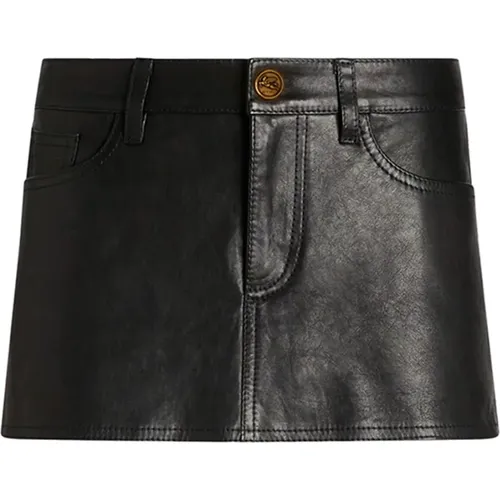 Leather Mini Skirt Pegasus , female, Sizes: S, XS - ETRO - Modalova