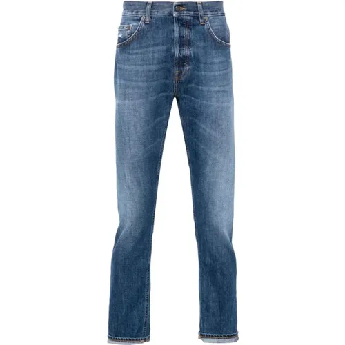 Blaue Straight Leg Jeans , Herren, Größe: W36 - Dondup - Modalova
