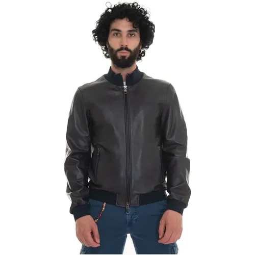 Derekseamless open-work leather harrington jacket , male, Sizes: XL - The Jack Leathers - Modalova