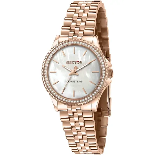 Rosegold Quartz Watch with White Dial , female, Sizes: ONE SIZE - Sector No Limits - Modalova