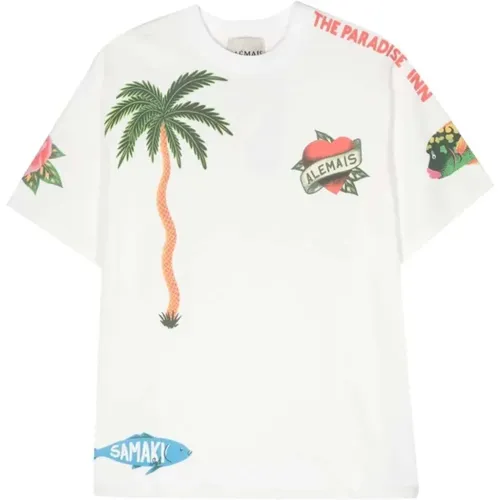 Tropisches Paradies Bio-Baumwoll T-Shirt , Damen, Größe: 2XS - Alemais - Modalova