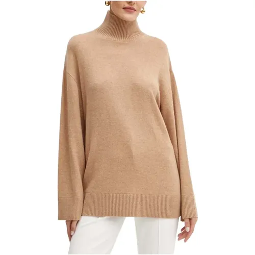 Brauner Pullover mit Bootsausschnitt und Nieten-Details , Damen, Größe: S - Elisabetta Franchi - Modalova