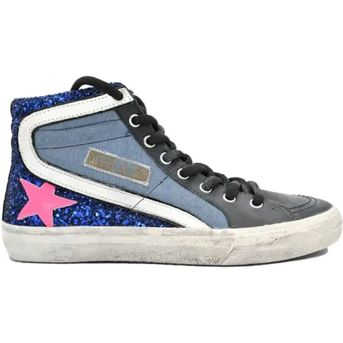 Horsy Glitter Slide Sneakers Pink Star , female, Sizes: 6 UK - Golden Goose - Modalova