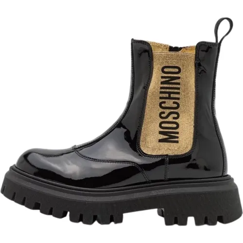 Schwarze/Goldene Stiefel für Damen/Kinder - Moschino - Modalova