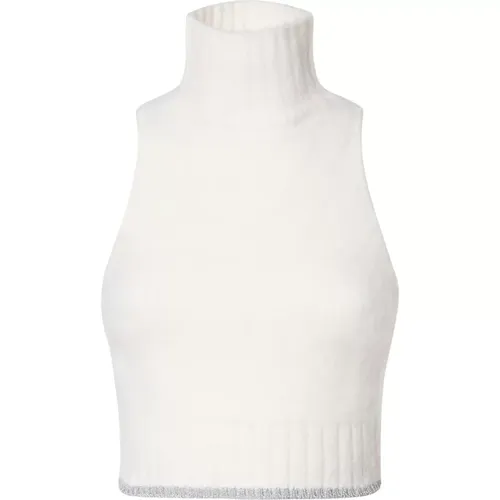 Weißes High Neck Crop Top , Damen, Größe: S - pinko - Modalova