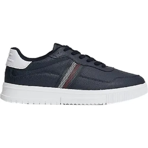 Blaue Low-Top Sneakers Leder Nylon , Herren, Größe: 42 EU - Tommy Hilfiger - Modalova