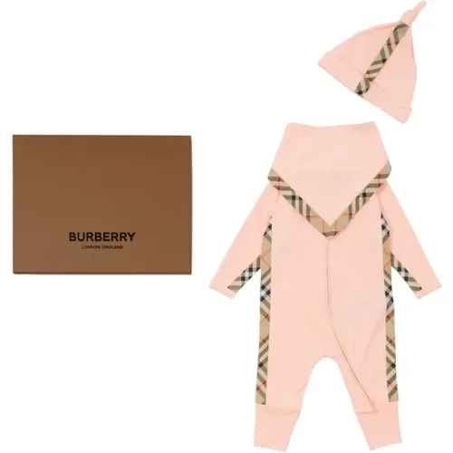 Kinder Rosa Jumpsuit Set mit Check Verzierungen - Burberry - Modalova
