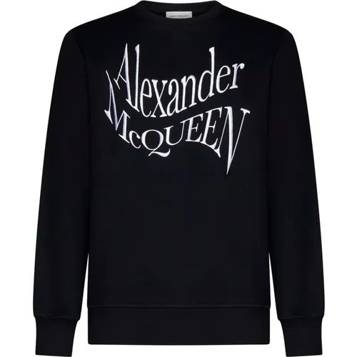 Schwarzer Bestickter Logo-Pullover - alexander mcqueen - Modalova