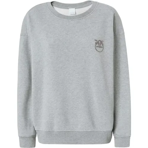 Bestickter Logo-Rundhalsausschnitt-Sweatshirt - pinko - Modalova