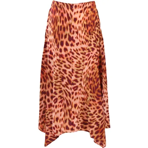 Animal Print Silk Skirt , female, Sizes: S, 2XS, XS - Stella Mccartney - Modalova