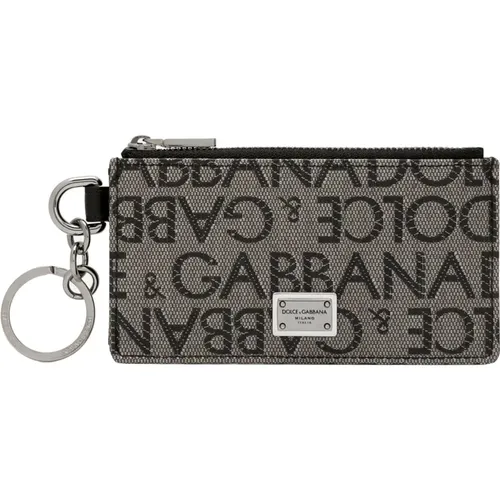 Logo Wallet with Zip in Leather , male, Sizes: ONE SIZE - Dolce & Gabbana - Modalova