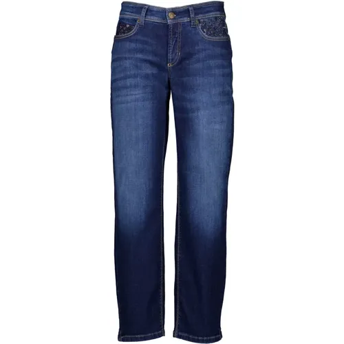 Kurze Strassdetail Blaue Jeans , Damen, Größe: XS - CAMBIO - Modalova