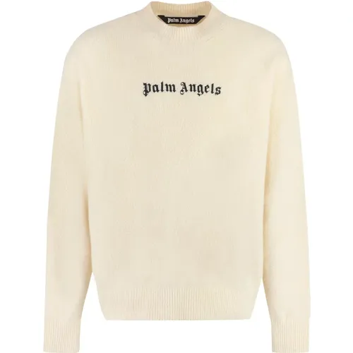 Kaschmirwolle Crew-Neck Pullover , Herren, Größe: M - Palm Angels - Modalova