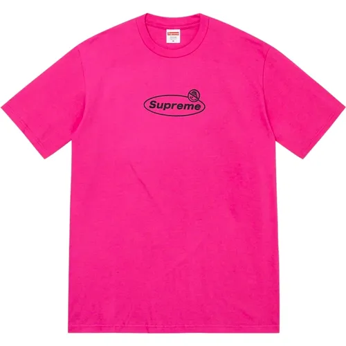 Warnung Tee Magenta Klassisches Baumwoll-T-Shirt , Herren, Größe: L - Supreme - Modalova