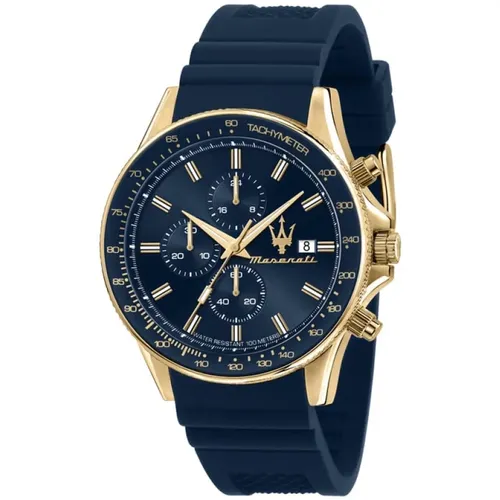 Sfida Chronograph Uhr in Gold/Blau - Maserati - Modalova