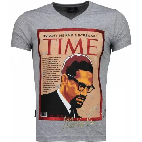 Malcolm X Time - Herren T-Shirt - 4294G - Local Fanatic - Modalova