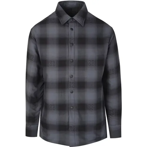 Checked Print Overshirt with 4G Motif , male, Sizes: M - Givenchy - Modalova