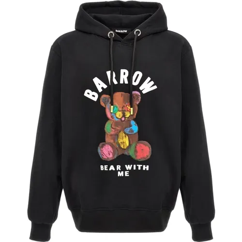 Schwarzer Teddy Print Hoodie , Herren, Größe: L - BARROW - Modalova